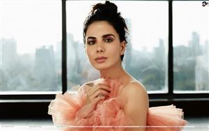 Pretty Kirti Kulhari in a peach tulle dress